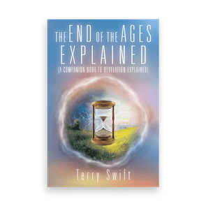 Hourglass centered on a book cover, 