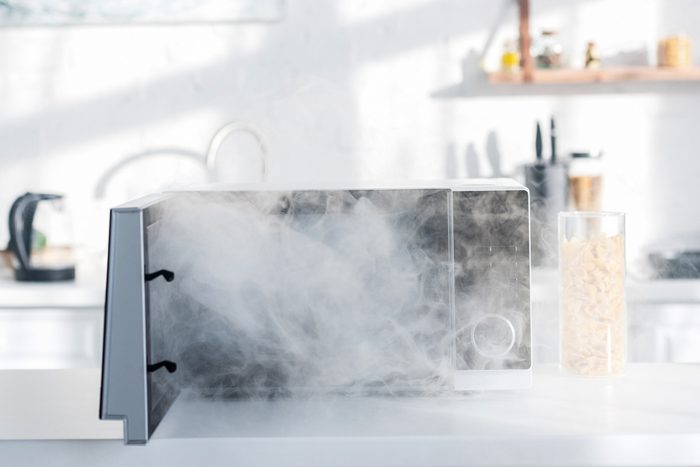 Smoke coming out of microwave oven