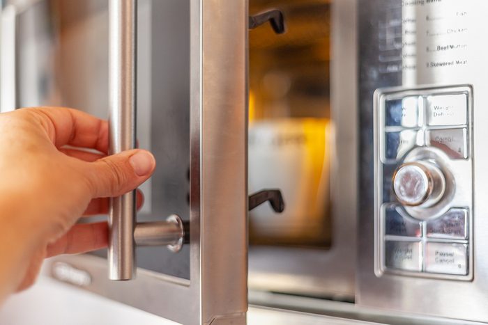 close up of microwave door being closed