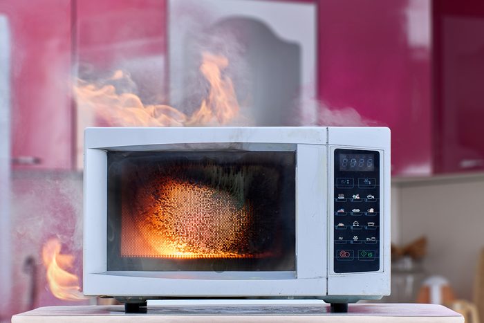 microwave catching fire
