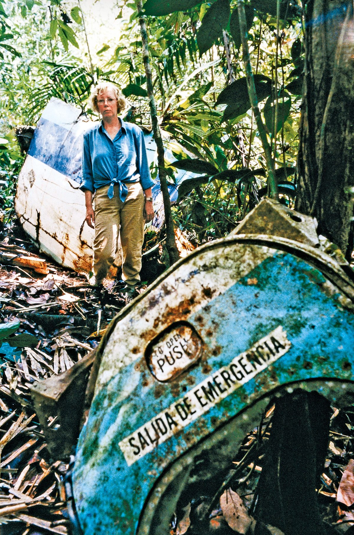 "Coming to terms: In 1998 Juliane returns to survey the LANSA wreckage site for a Werner Herzog documentary."